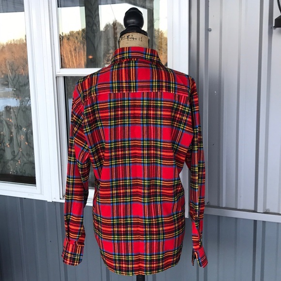 Vintage Red Print Plaid Flannel Shirt Size Large - Picture 3 of 6